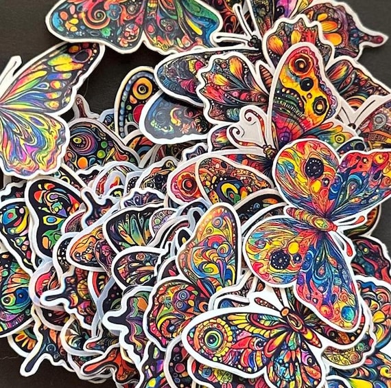 Colorful Butterfly Sticker Pack | 45 Vibrant Butterfly-Themed Stickers | Decals | Stickers for Journalling, Planners, Scrapbooking, Laptops