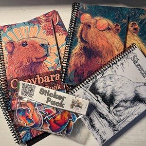 Capybara Stationery Bundle - Coloring Books, Sketchbook, Notebook, and Stickers | Cute Animal Gift Set | Fun Supplies for Capybara Lovers
