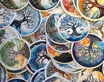 Yggdrasil World Tree Sticker Pack – 72 Magical Vinyl Stickers, Glossy Laminated Decals for Laptops, Water Bottles, Planners and Gifts
