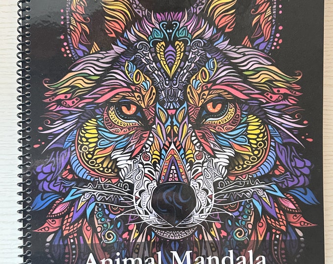Animal Mandala Adult Coloring Book - Nature-Inspired Designs, 50 Pages, 8.5x11in, Spiral Bound, Stress Relief, Artistic Mindfulness