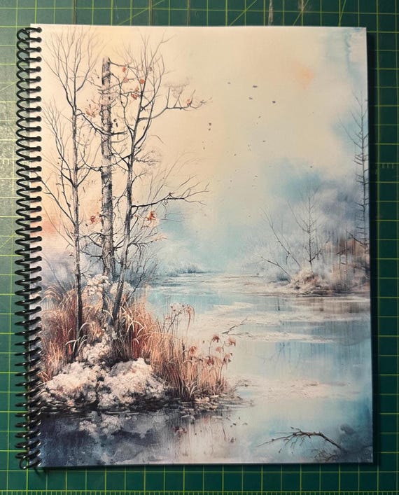Misty Winter River Lined Notebook – Soft Cover, Spiral Bound, 60 Sheets (120 Pages), Two Sizes: 8.5×11″ & 5.5×8.5″, Nature-Inspired Journal