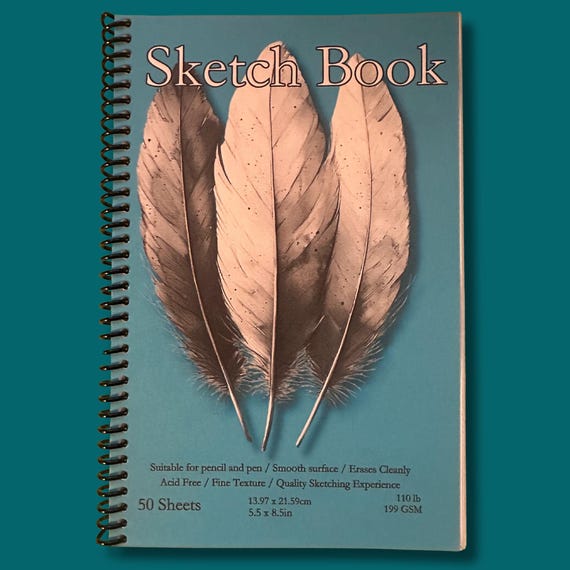 Feather Sketchbook - 5.5x8.5in, 50 Sheets, Spiral Bound, Premium Drawing Pad, Art Supplies, Sketch Pad, Professional & Hobby Use