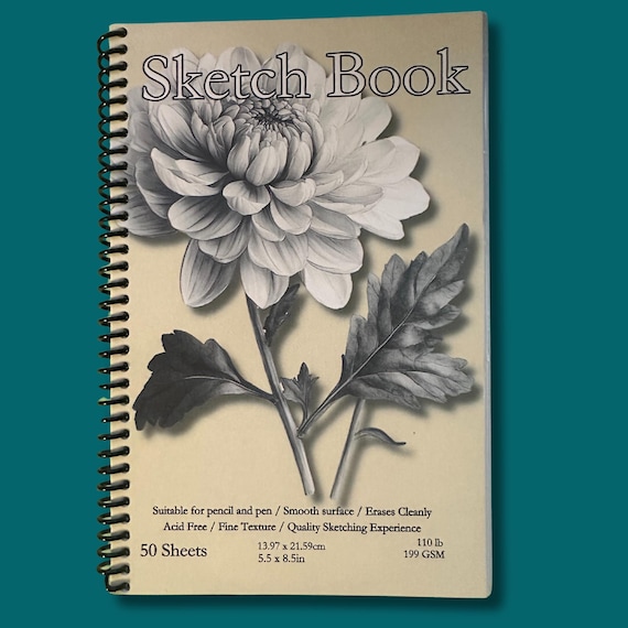 Chrysanthemum Sketchbook - 5.5x8.5in, 50 Sheets, Spiral Bound, Premium Drawing Pad, Art Supplies, Sketch Pad, Professional & Hobby Use