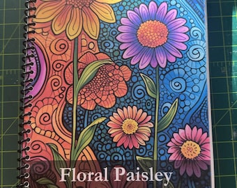 Floral Paisley Adult Coloring Book - Nature-Inspired Designs, 50 Pages, 5.5x8.5in, Spiral Bound, Stress Relief, Artistic Mindfulness