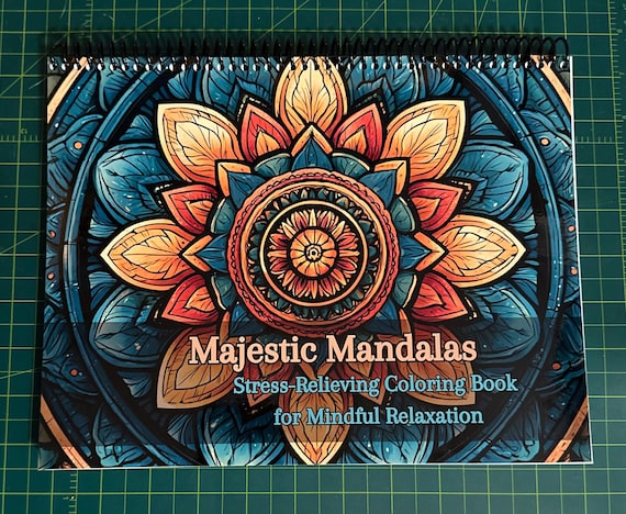Majestic Mandalas Coloring Book – 8.5x11in Landscape, 34 Mandala Designs, Top Spiral Bound, Adult Coloring Book for Relaxation & Mindfulness