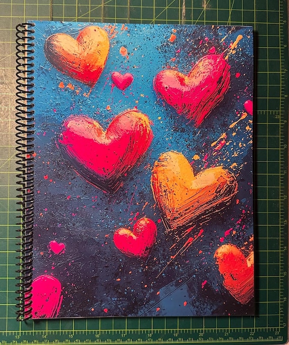 Hearts Cover Lined Notebook – Soft Cover, Spiral Bound, 60 Sheets (120 Pages), Two Sizes: 8.5x11″ & 5.5x8.5″, Love-Themed Journal, Gift