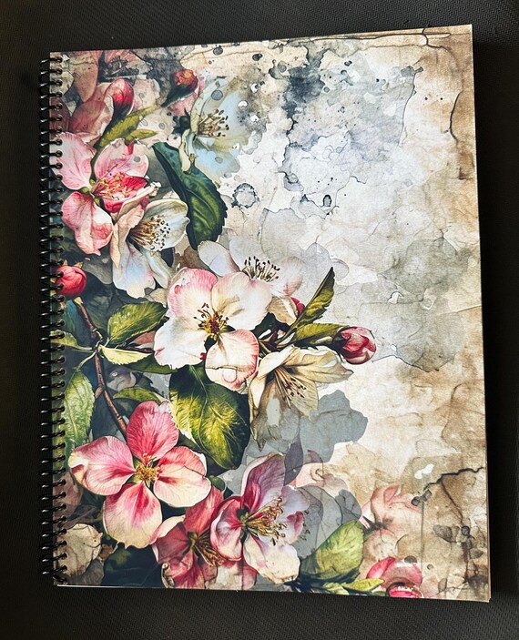 Apple Blossom Lined Notebook - 8.5x11in, 100 Sheets, 200 Pages, Spiral Bound, Writing Journal, Cute Stationery, School & Office Notebook