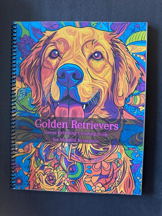Golden Retriever Coloring Book - Beautiful Dog-Inspired Designs, 52 Pages, 5.5x8.5in, Spiral Bound, Stress Relief, Artistic Mindfulness