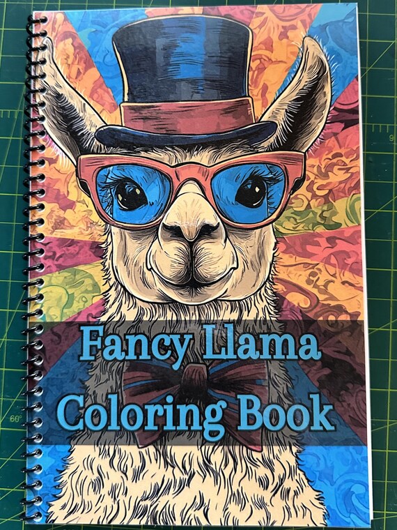 Fancy Llama Coloring Book - Cute Animal Designs, 52 Pages, 5.5x8.5in, Spiral Bound, Stress Relief, Artistic Mindfulness