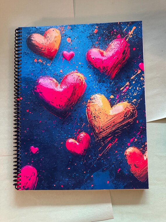 Heart’s Cover Lined Notebook - 8.5x11in, 100 Sheets, 200 Pages, Spiral Bound, Journal, Love-Themed Notebook, School & Office Supplies