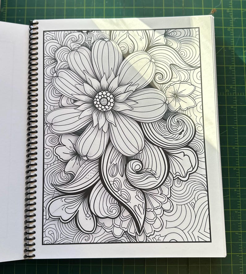 Libro para colorear para adultos con estampado floral de cachemir: diseños inspirados en la naturaleza, 50 páginas, 21,5 x 28 cm, encuadernación en espiral, alivio del estrés, atención plena artística. imagen 7