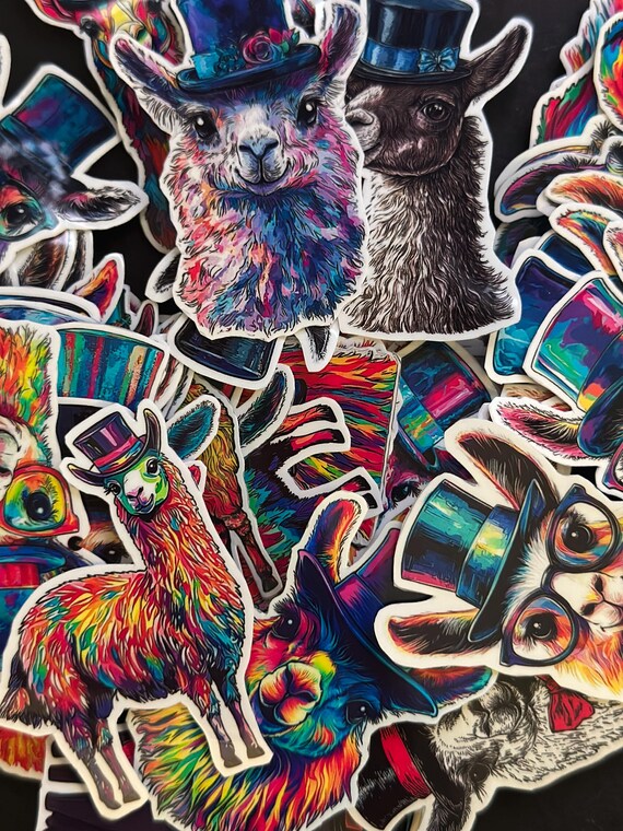 Silly Llama Sticker Pack – 72 Funny Llama-Themed Glossy Vinyl Stickers, Laminated Llama Decals for Laptops, Water Bottles, Planners & Gifts