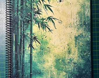 Green Bamboo Lined Notebook – Soft Cover, Spiral Bound, 60 Sheets (120 Pages), Two Sizes: 8.5×11″ & 5.5×8.5″, Nature-Inspired Stationery