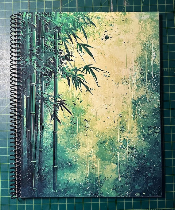Green Bamboo Lined Notebook – Soft Cover, Spiral Bound, 60 Sheets (120 Pages), Two Sizes: 8.5×11″ & 5.5×8.5″, Nature-Inspired Stationery