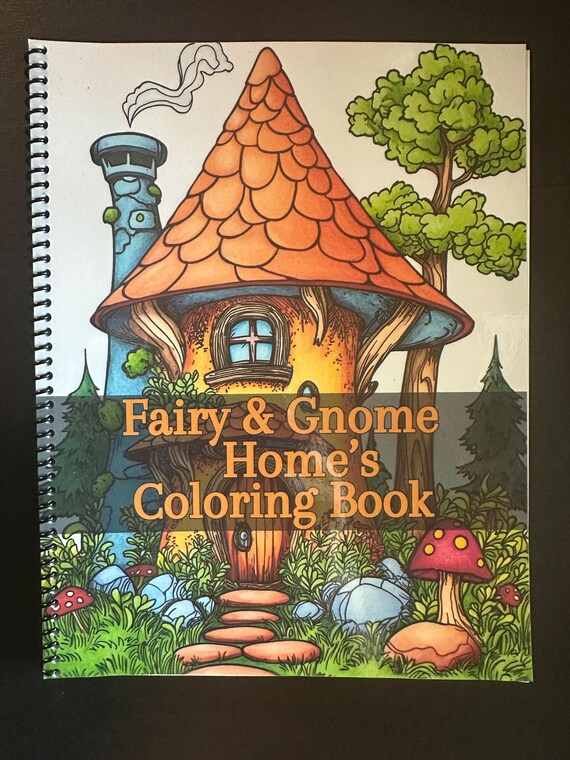 Fairy and Gnome Homes Coloring Book - 5.5x8.5in, Spiral Bound, Whimsical Fantasy Art, Coloring Book for Kids & Adults, Mindful Creativity