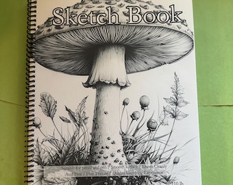 Mushroom Cover Sketchbook - 8.5x11in, 50 Sheets, Spiral Bound, Premium Drawing Pad, Art Supplies, Nature-Inspired, Professional & Hobby Use