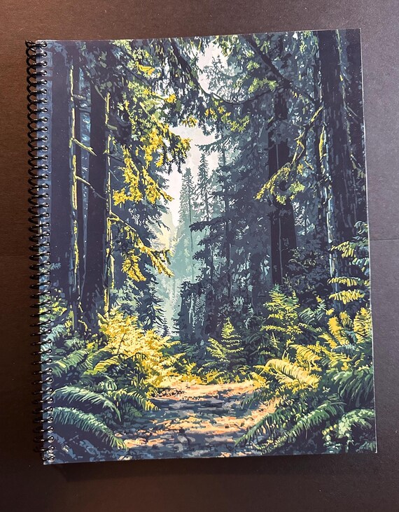 Forest Path Lined Notebook - 8.5x11in, 100 Sheets, 200 Pages, Spiral Bound, Nature-Inspired Journal, School & Office Supplies, Stationery