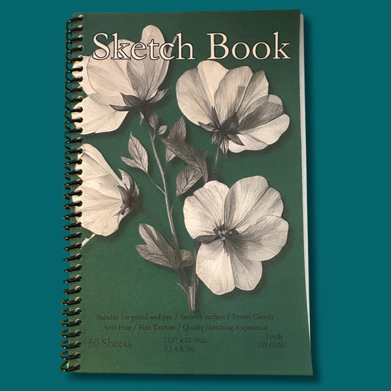 Sweet Pea Sketchbook - 5.5x8.5in, 50 Sheets, Spiral Bound, Premium Drawing Pad, Art Supplies, Floral Sketch Pad, Professional & Hobby Use