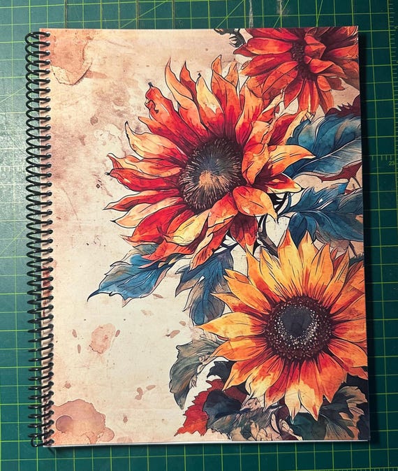 Sunflower Lined Notebook – Soft Cover, Spiral Bound, 60 Sheets (120 Pages), Two Sizes: 8.5×11″ & 5.5×8.5″, Floral Writing Journal
