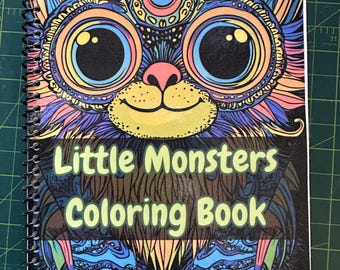 Libro para colorear de Monstruitos - Diseños de Monstruitos, 40 páginas, 14 x 21 cm, encuadernado en espiral, para aliviar el estrés, consciencia artística