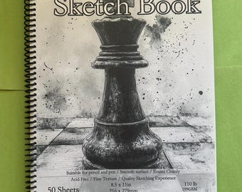 Chess Piece Cover Sketchbook - 8.5x11in, 50 Sheets, Spiral Bound, Drawing Pad, Science-Inspired Art Supplies, Professional & Hobby Use