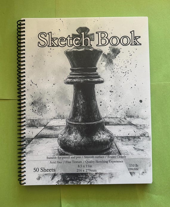 Chess Piece Cover Sketchbook - 8.5x11in, 50 Sheets, Spiral Bound, Drawing Pad, Science-Inspired Art Supplies, Professional & Hobby Use
