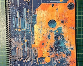 Cyberpunk Circuit Board Lined Notebook – Soft Cover, Spiral Bound, 60 Sheets (120 Pages), Two Sizes: 8.5×11″ & 5.5×8.5″, Writing Journal
