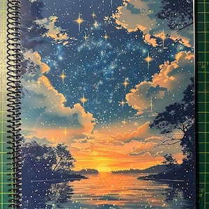 Sun & Stars Lined Notebook – Soft Cover, Spiral Bound, 60 Sheets (120 Pages), Two Sizes: 8.5×11″ and 5.5×8.5″, Writing Journal