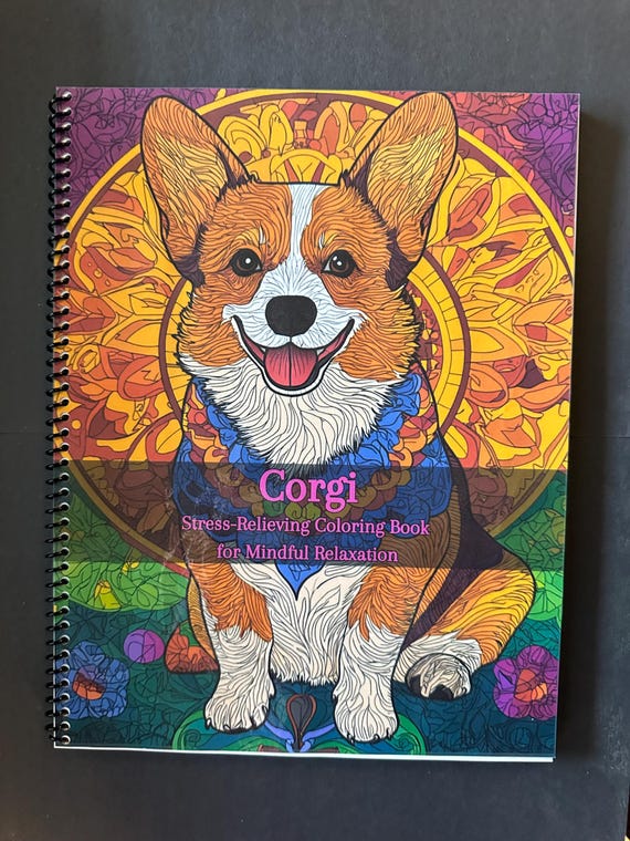 Corgi Coloring Book - Adorable Dog-Inspired Designs, 49 Pages, 8.5x11in, Spiral Bound, Stress Relief, Artistic Mindfulness