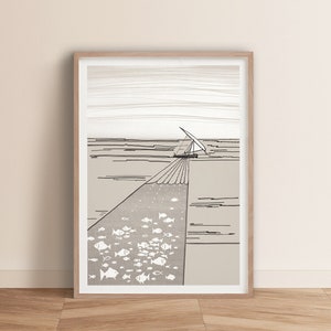 Great Catch of Fish: Minimalist Modern Christian Wall Art Inspired by the Beloved Gospel Story, hand-drawn bible art, digital wall art