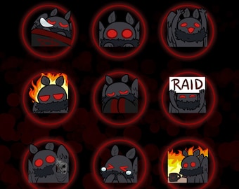 Mothman Spooky Cryptid Goth and Alt Streamer and Discord Emotes