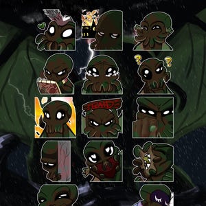 CTHULHU LOVECRAFT EMOTES monster squids sea creature for youtube twitch and discord