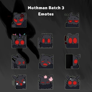 MOTHMAN EMOTES Batch 3 Youtube Twitch Discord Cryptid Emotes and Stickers