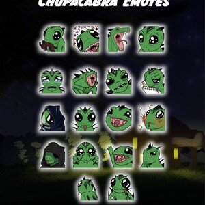Op de afbeelding: Een set van 16 digitale stickers met een groene, cartoonachtige creatuur met verschillende uitdrukkingen. Het beest heeft grote ogen, scherpe tanden en stekelig haar. De stickers zijn perfect om een ​​leuke en eigenzinnige touch aan je berichten te geven.