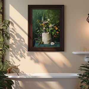 toilet paper art, bathroom wall art, bathroom wall decor, funny bathroom art, toilet wall art, bathroom wall art, botanical prints, botanical bathroom, green bathroom decor, dark bathroom decor, floral bathroom art, botanical wall art, moody wall art, cottagecore decor, dark cottagecore art, funny bathroom art, toilet painting, toilet art, moody green art, moody bathroom art, powder room art, guest bathroom art, toilet paper flowers, dark green painting, guest bath print, guest bathroom print