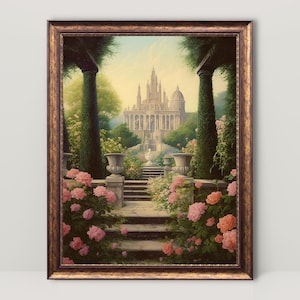 Victorian Rose Garden Printable, Baroque Art, English Garden Oil Painting, Light Academia Wall Art, Coquette Room Decor, Vintage Aesthetic