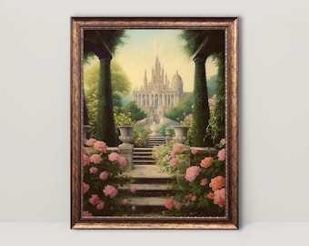 Victorian Rose Garden Printable, Baroque Art, English Garden Oil Painting, Light Academia Wall Art, Coquette Room Decor, Vintage Aesthetic