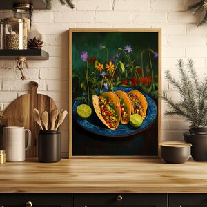 taco wall art,taco oil painting,vintage taco print,mexican food wall art,kitchen wall art,whimsical wall decor,food wall art, funny food prints,still life wall art,still life painting,bar cart decor,moody kitchen decor,moody kitchen art,dark kitchen art,kitchen wall decor,moody kitchen print,wildflowers art print,whimsical art prints,moody kitchen art,dark kitchen prints,wildflower kitchen art, cottagecore wall art,food art print,fun kitchen art,dinner wall art,dining wall art,foodie wall art