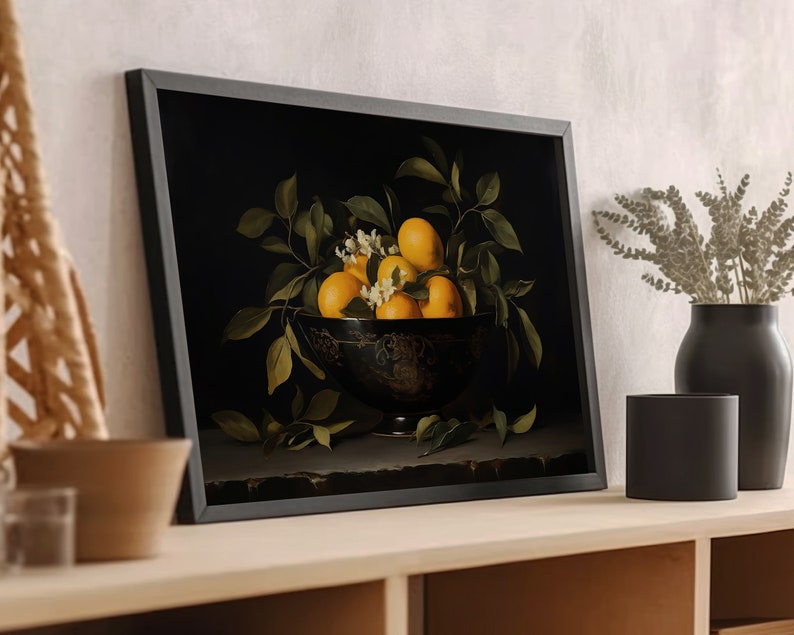 orange art print,orange oil painting,moody fruit print,kitchen wall art, vintage citrus print,fruit bowl print,fruit still life, still life painting, antique fruit prints,kitchen painting,oranges wall art,rustic farmhouse kitchen fruit print