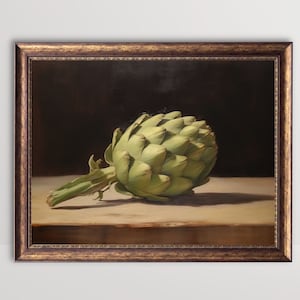 Artichoke | Still Life Oil Painting, French Country Aesthetic, Kitchen Wall Art Printable Decor, Vintage Food Poster Antique Vegetable Print