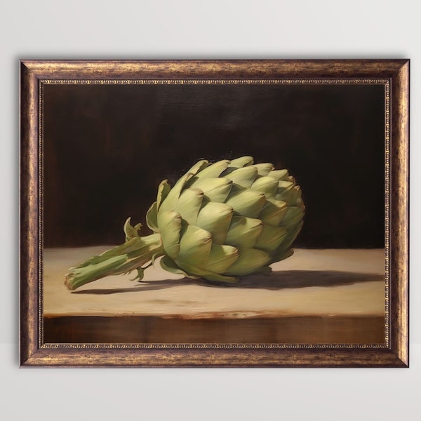 Artichoke | Still Life Oil Painting, French Country Aesthetic, Kitchen Wall Art Printable Decor, Vintage Food Poster Antique Vegetable Print
