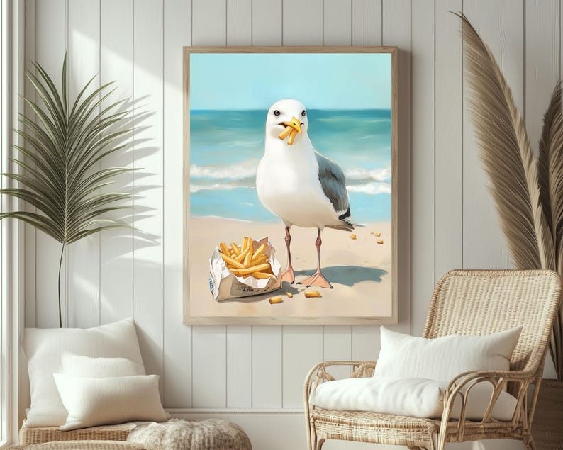 Seagull French Fries | Beach Wall Art Cute Coastal Kitchen Decor Funny ...