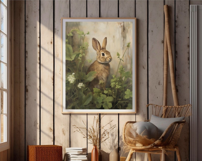 bunny art print,easter wall art,rabbit oil painting,bunny painting,rustic wall art, cottagecore decor,spring wall art,easter art print,vintage rabbit print,countryside poster,rustic country decor,farmhouse wall decor,nature prints,hare wall art