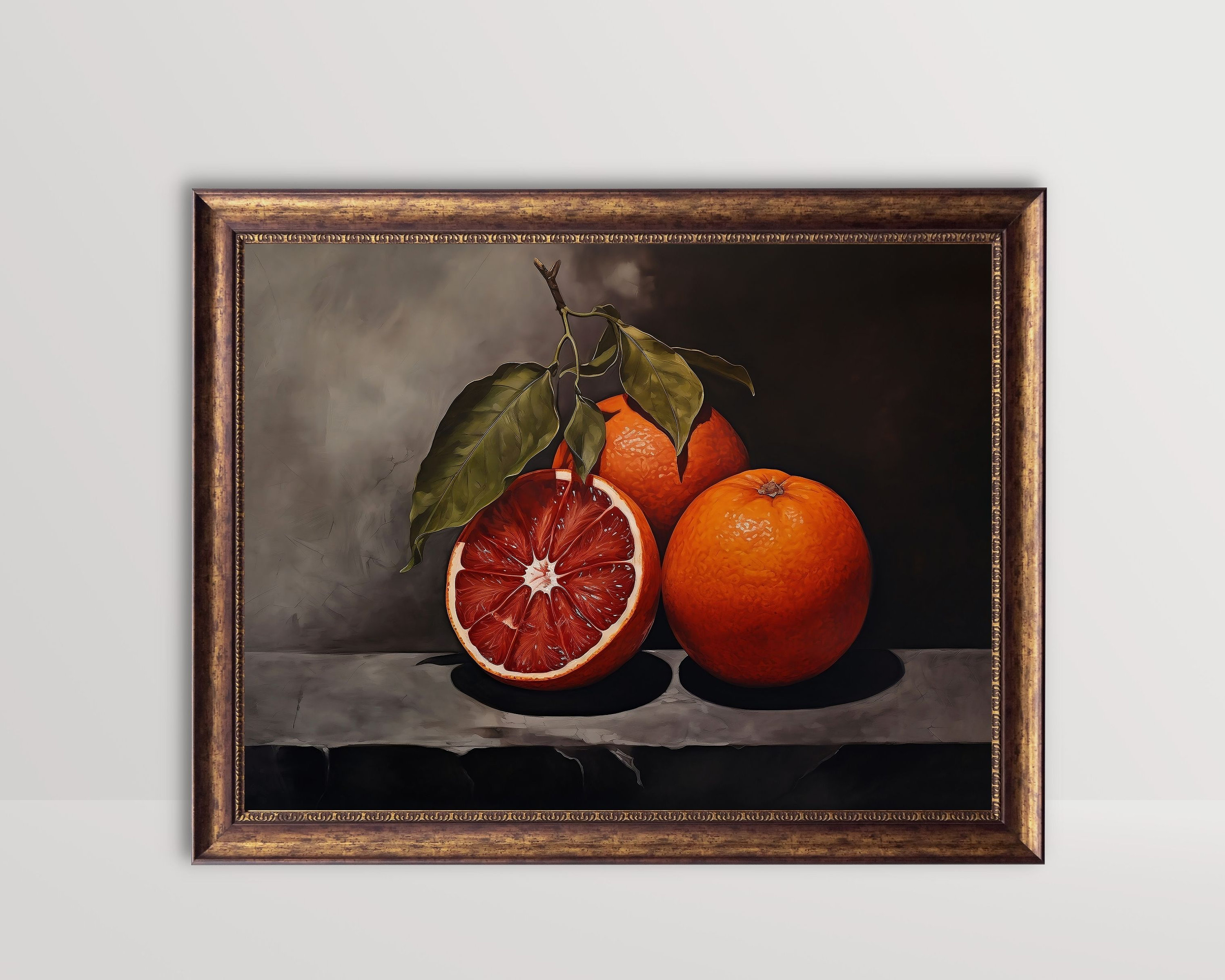 Blood Orange | Moody Fruit Print, Vintage Citrus Gothic Still Life