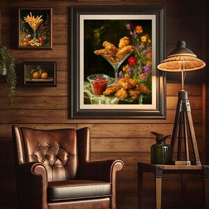 fried chicken art,chicken nugget art,fried chicken painting,kitchen wall art,whimsical wall decor,food wall art,martini glass art,funny food prints,still life wall art,funny snack prints,still life painting bar cart decor,moody kitchen decor, moody kitchen art, dark kitchen art, kitchen wall decor,moody kitchen print, wildflowers art print, whimsical art prints, moody kitchen art, dark kitchen prints,cottagecore wall art,fun kitchen art,dinner wall art,dinning wall art,foodie wall art