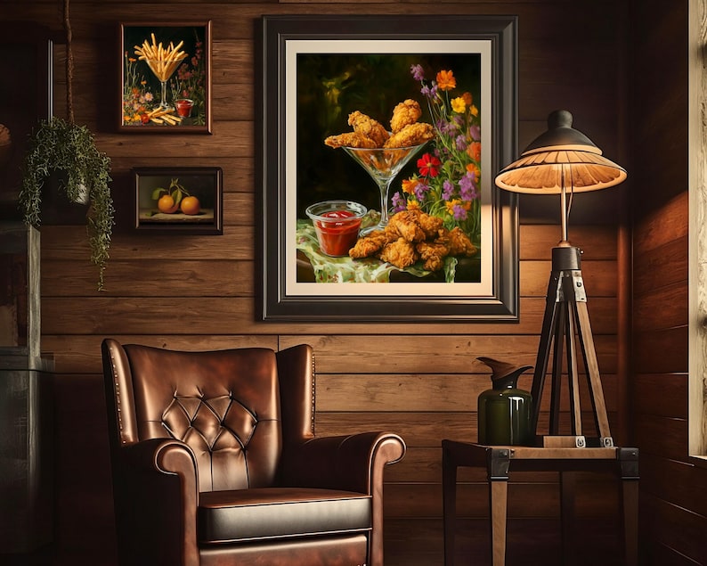 fried chicken art,chicken nugget art,fried chicken painting,kitchen wall art,whimsical wall decor,food wall art,martini glass art,funny food prints,still life wall art,funny snack prints,still life painting bar cart decor,moody kitchen decor, moody kitchen art, dark kitchen art, kitchen wall decor,moody kitchen print, wildflowers art print, whimsical art prints, moody kitchen art, dark kitchen prints,cottagecore wall art,fun kitchen art,dinner wall art,dinning wall art,foodie wall art