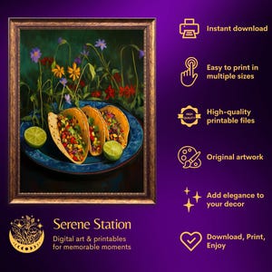 taco wall art,taco oil painting,vintage taco print,mexican food wall art,kitchen wall art,whimsical wall decor,food wall art, funny food prints,still life wall art,still life painting,bar cart decor,moody kitchen decor,moody kitchen art,dark kitchen art,kitchen wall decor,moody kitchen print,wildflowers art print,whimsical art prints,moody kitchen art,dark kitchen prints,wildflower kitchen art, cottagecore wall art,food art print,fun kitchen art,dinner wall art,dining wall art,foodie wall art
