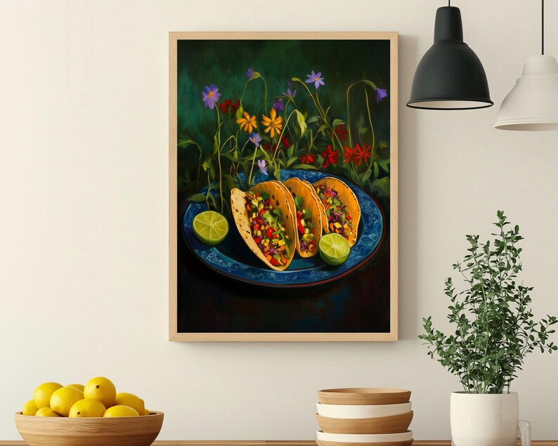 taco wall art,taco oil painting,vintage taco print,mexican food wall art,kitchen wall art,whimsical wall decor,food wall art, funny food prints,still life wall art,still life painting,bar cart decor,moody kitchen decor,moody kitchen art,dark kitchen art,kitchen wall decor,moody kitchen print,wildflowers art print,whimsical art prints,moody kitchen art,dark kitchen prints,wildflower kitchen art, cottagecore wall art,food art print,fun kitchen art,dinner wall art,dining wall art,foodie wall art