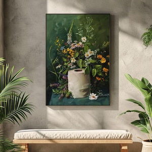toilet paper art, bathroom wall art, bathroom wall decor, funny bathroom art, toilet wall art, bathroom wall art, botanical prints, botanical bathroom, green bathroom decor, dark bathroom decor, floral bathroom art, botanical wall art, moody wall art, cottagecore decor, dark cottagecore art, funny bathroom art, toilet painting, toilet art, moody green art, moody bathroom art, powder room art, guest bathroom art, toilet paper flowers, dark green painting, guest bath print, guest bathroom print