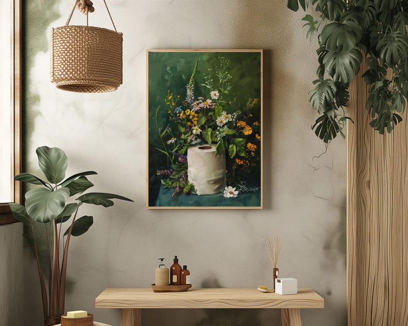 toilet paper art, bathroom wall art, bathroom wall decor, funny bathroom art, toilet wall art, bathroom wall art, botanical prints, botanical bathroom, green bathroom decor, dark bathroom decor, floral bathroom art, botanical wall art, moody wall art, cottagecore decor, dark cottagecore art, funny bathroom art, toilet painting, toilet art, moody green art, moody bathroom art, powder room art, guest bathroom art, toilet paper flowers, dark green painting, guest bath print, guest bathroom print